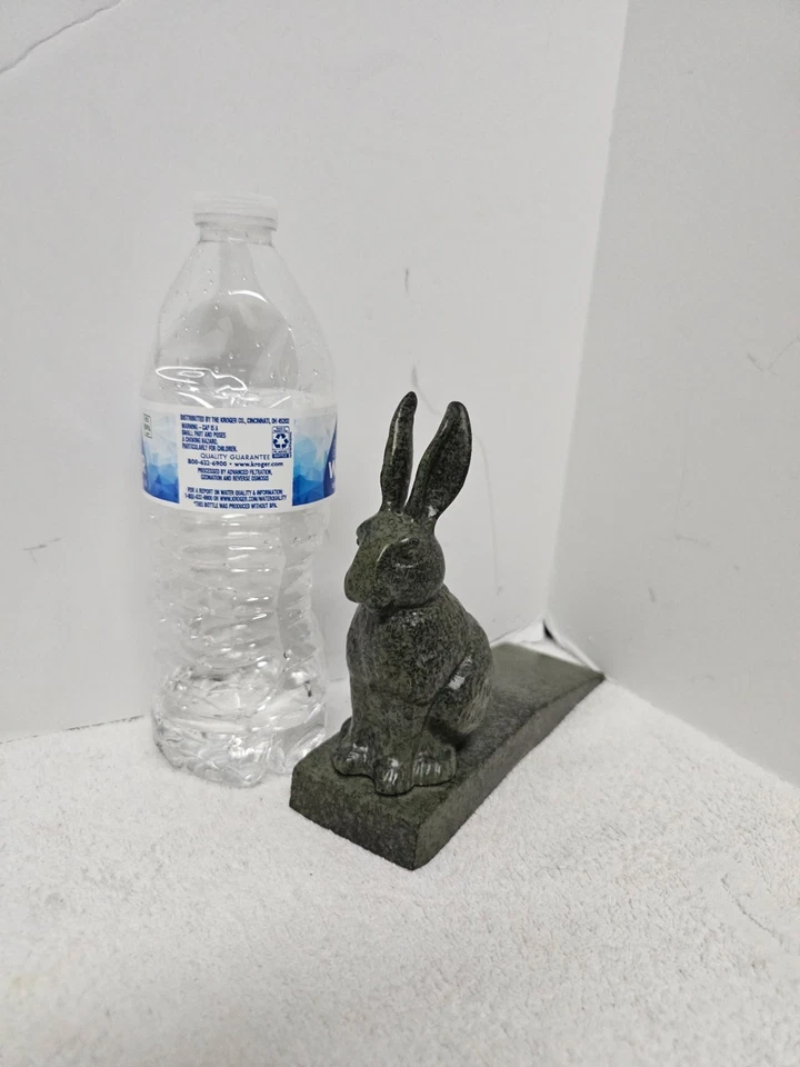 Bunny Rabbit Doorstop Wedge Cast Iron Rustic Marble Styled with Felt Bottom - Image 4 of 4