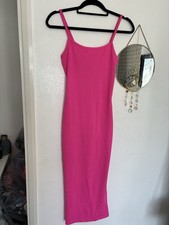 Beautiful Bright Pink Body-Con Maxi Dress With Thin Straps Size Small Boohoo