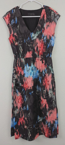 J.Crew sz 2 Drapey Side Slit Dress in floral splash midi multi color lined 4570