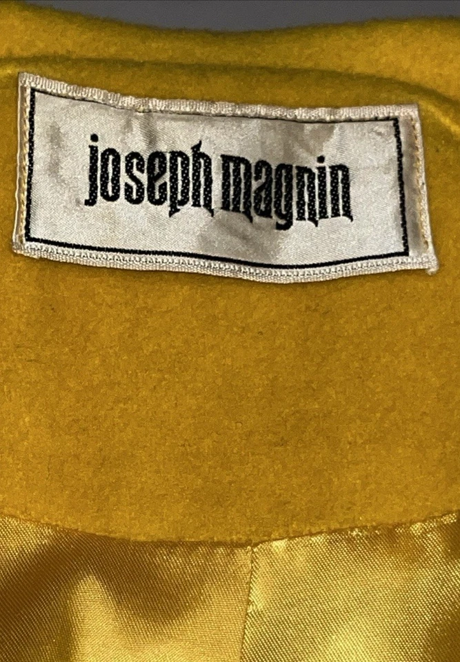 Maxi Abrigo Vintage Años 60 Joseph Magnin Lana Amarillo Mod Doble Pecho Foto 2 de 4