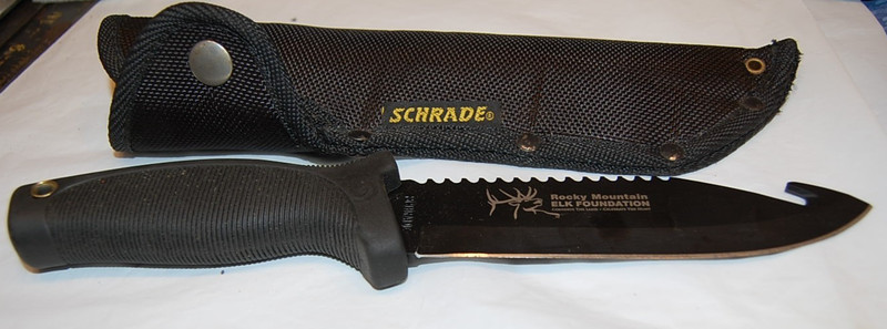 SCHRADE ROCKY MOUNTAIN ELK FOUNDATION ELK1 FIXED BLADE KNIFE W SHEATH GUT HOOK
