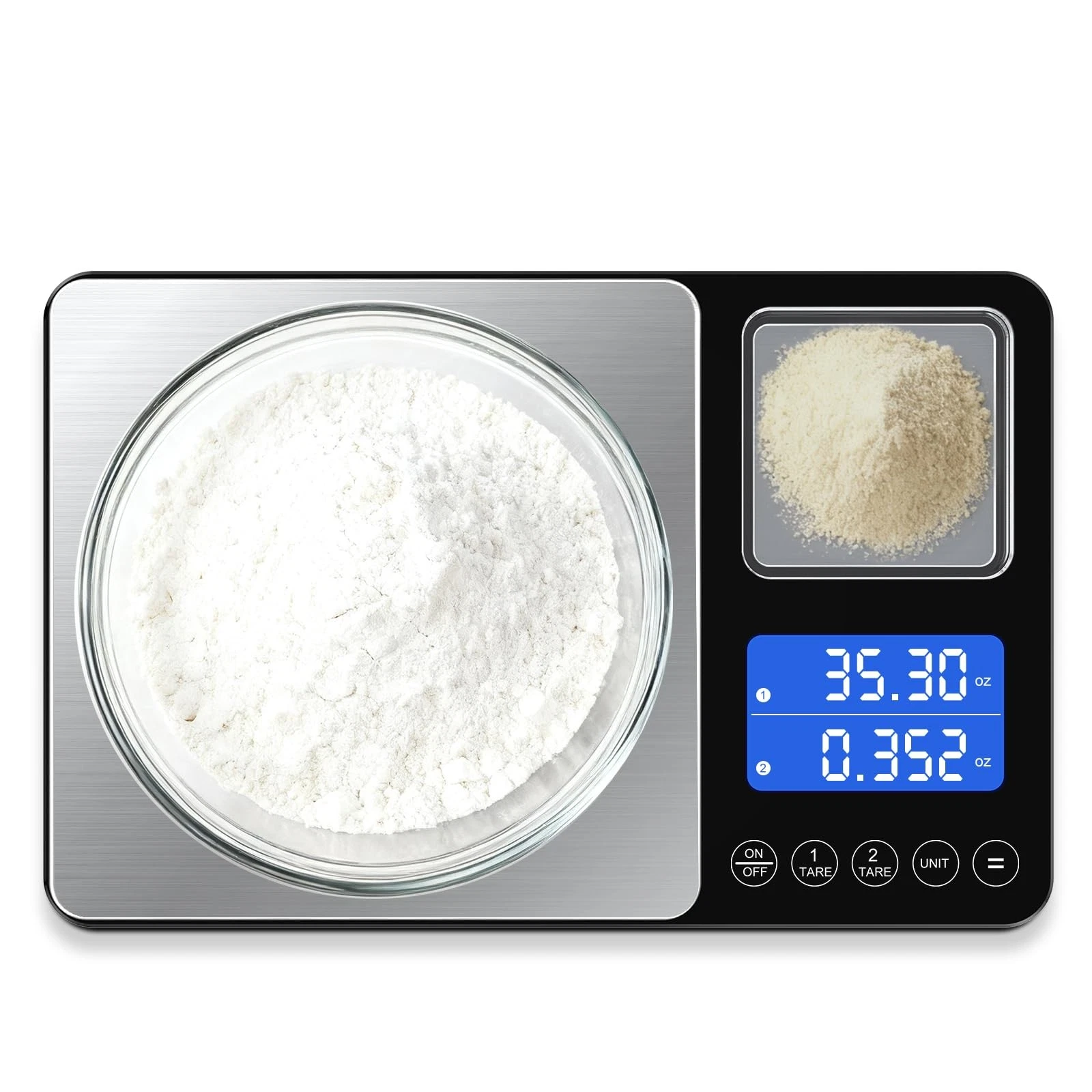 Digital Dual Platform Kitchen Scale, 33 lb Large & 1.1 lb Mini Food Scale wit...