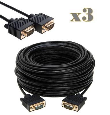 3-Pack - 50ft SVGA/VGA Male/Male Cable - PC Monitor Projector CCTV Display Cord