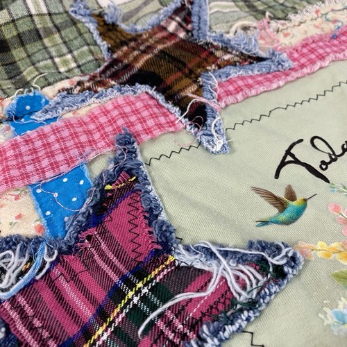Flannel Shirt Shacket Womens XL Christian Grunge Patchwork Folk Art Upcycled - Picture 11 of 14