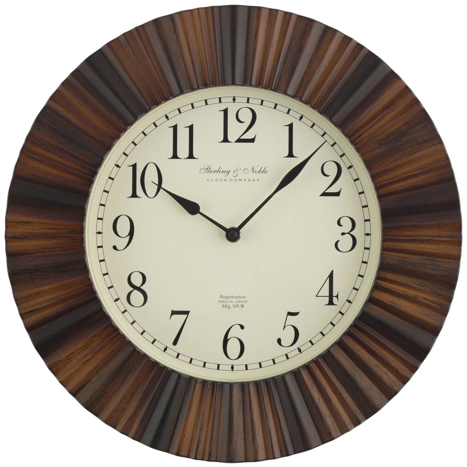 Better Homes & Gardens Indoor 15.5" Brown Arabic Ripple Frame Analog Wall Clock