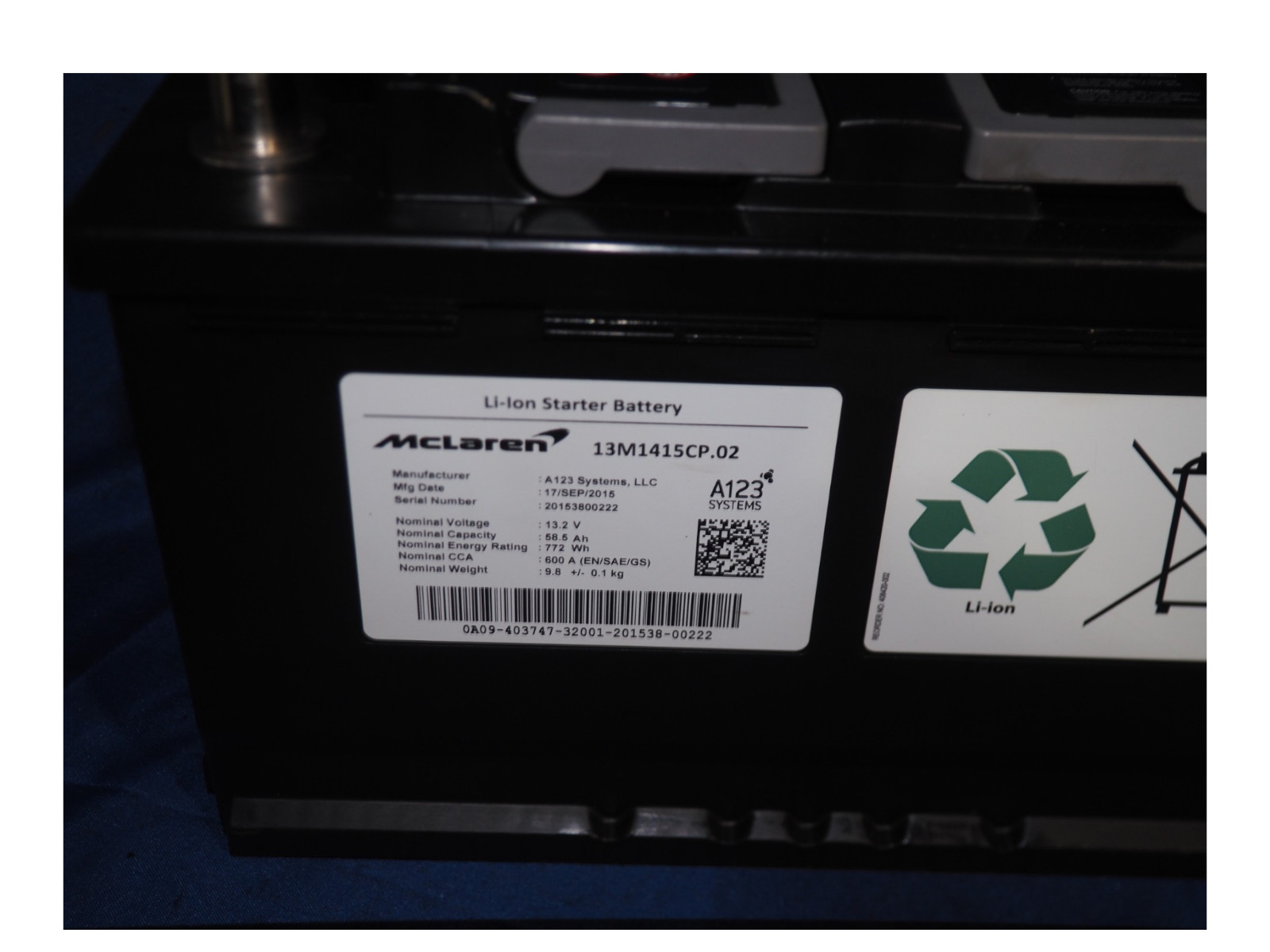 McLaren 570S Spider 2014-2017 Battery P/N 13M1415CP