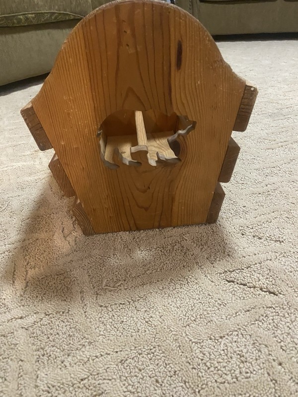 Hand Made Wood Magazine Holder Vintage With Moose Cut Out Bear Cut Out