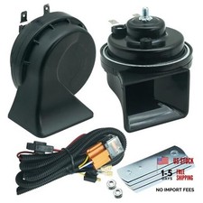 Car Horn 12V with Relay Wiring Harness Kit, 1 to 2 Black with Relay Harness