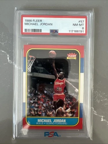 1986 FLEER MICHAEL JORDAN ROOKIE RC #57 PSA 8