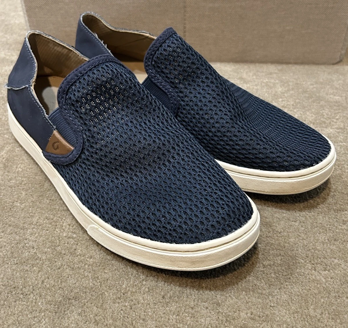 Olukai Slip On Shoes Women's sz 8 Navy Blue Flats Pehuea Loafers Sneakers Mesh