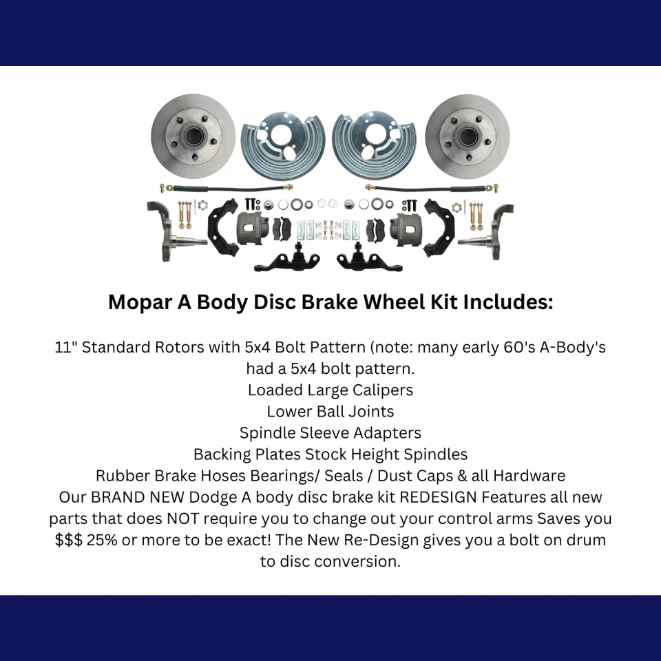 Se adapta a Mopar A 1962-1972; freno de disco delantero conversión perno pequeño 5x4 DBK6272A-40 Foto 4 de 4
