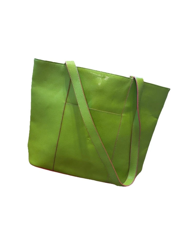 Baekgaard 双色单肩包 – 莱姆绿和粉红色磁性闭合 — 第 3/4 张图片