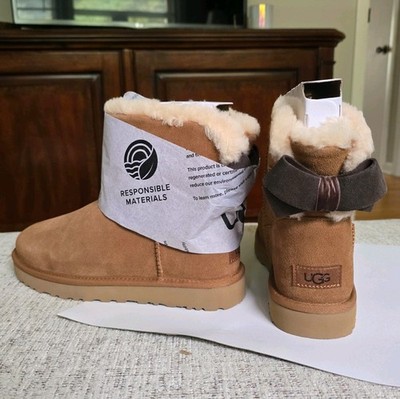 NEW!!! UGG Mini Bailey Suede Bow Boot Chestnut Sz 8