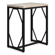 Selma Contemporary 20 inch Wide Metal and Wood Accent Side Table in White Wash