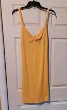 Forever 21 Ribbed Midi Dress Sun Yellow Strappy Bodycon Twist Front Sexy Large