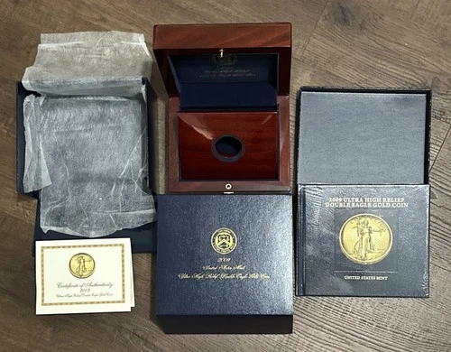 2009 ULTRA HIGH RELIEF DOUBLE EAGLE GOLD COIN WOOD BOX & COA (NO COIN)