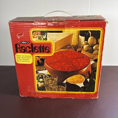 Vintage Stockli Raclette Fondue Cheese Stove Set Retro Party 110V NOS
