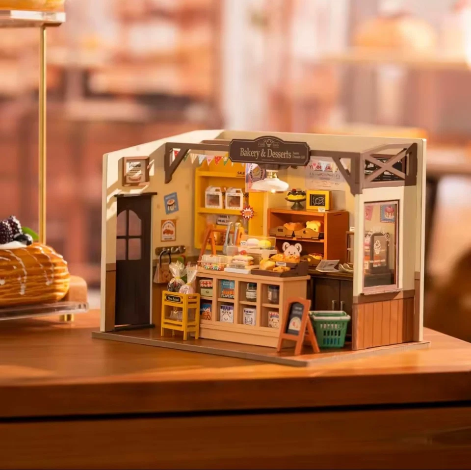 Robotime Rolife Becka's Baking House 3D Puzzle DIY Miniature Dollhouse Kit... - Immagine 2 di 4