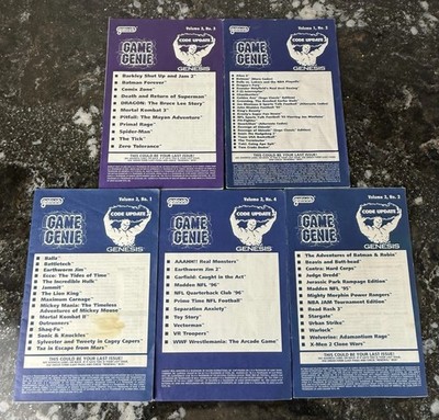 VINTAGE 1992 Sega Genesis Game Genie Code Book Update Lot Of 5 Galoob RARE!!