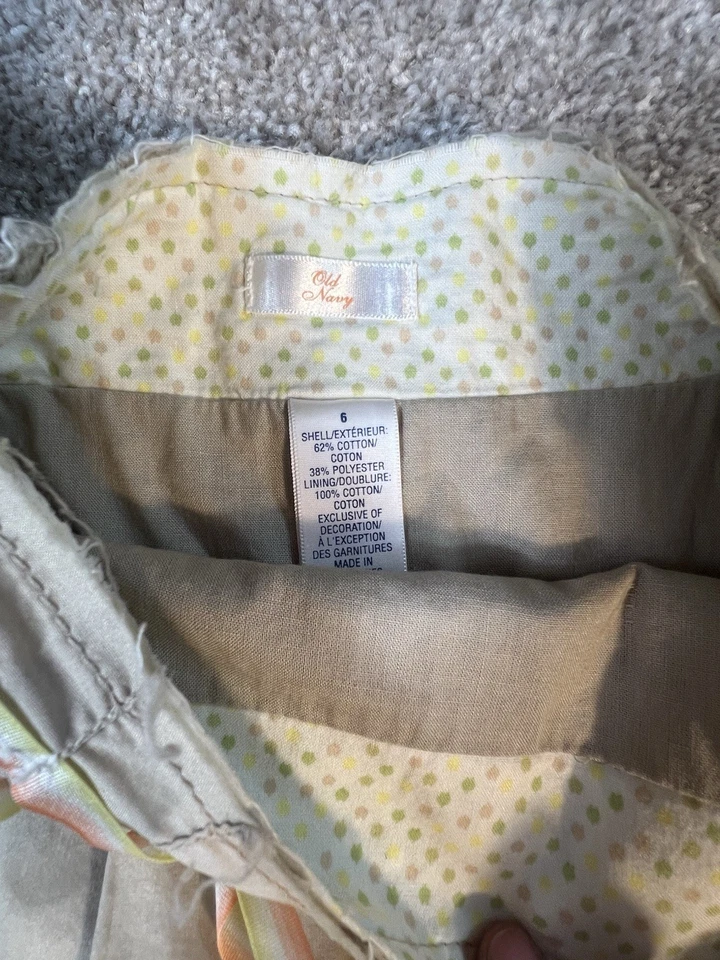 Falda De Colección Antigua Azul Marino Talla 6 Años 90 Cintura Floral Línea A Acampanada Algodón Y2K Beige Foto 2 de 3