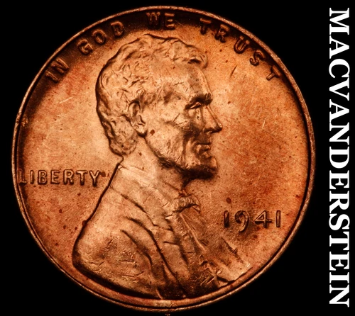 1941 Lincoln Wheat Cent- Choice Gem Brilliant Uncirculated Luster #J5282