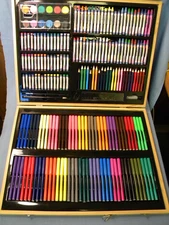 Imaginarium 210 Piece Artist Color Paint Set 5 art mediums in Wood Storage Case
