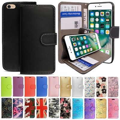 Flip Leder Wallet Case für iPhone 7 8 Plus 6 5 SE 2020 Stoßfest Handy Hülle