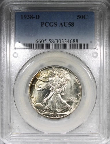 1938-D Walking Liberty Half Dollar PCGS AU58 Circulated Key Date 50C