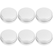 WLLHYF 6 Pack 0.5 oz Metal Round Aluminum Tin Jar Containers with Silver