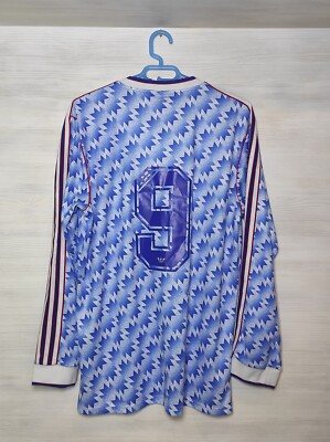 9 MANCHESTER UNITED FC RETRO STYLE 1990-92 AWAY SHIRT LONG SLEEVE