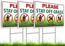 8x12 Inch Double Sided Please Stay Off Grass Sign pack inches, colorfull