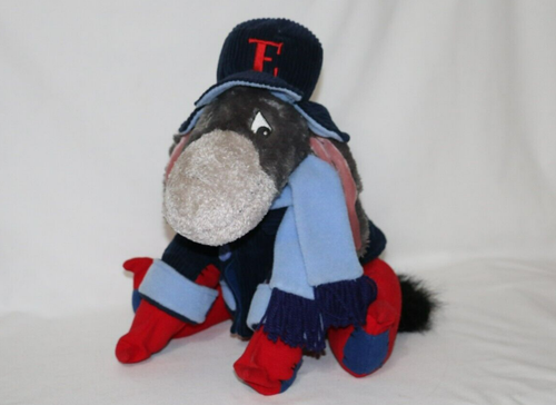 EEYORE Walt Disney World Parks 12" Plush Winter Holiday Blue Corduroy Hat Coat + - Picture 2 of 8