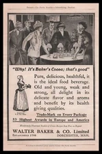 1912 Walter Baker & Co. Baker's Cocoa Dorchester Massachusetts Vintage Print Ad