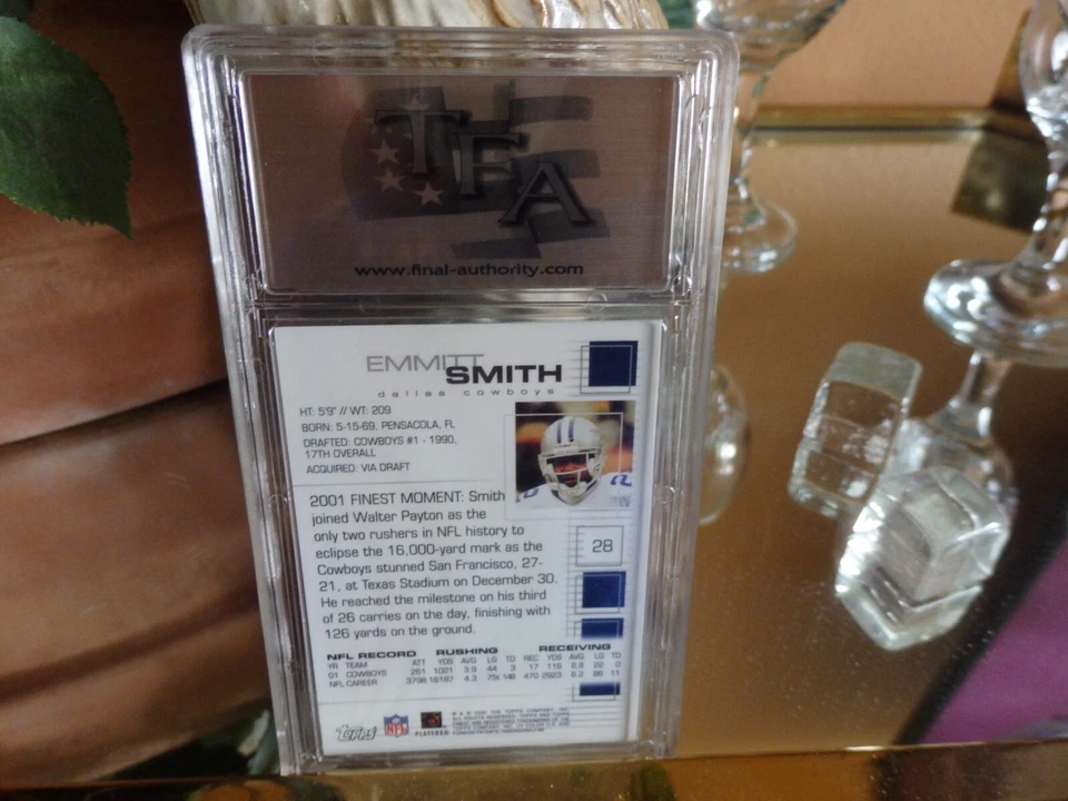 2002 Topps FINEST TFA Pristine 10 EMMITT SMITH last year with COWBOYS Gold Label - Image 3 of 3