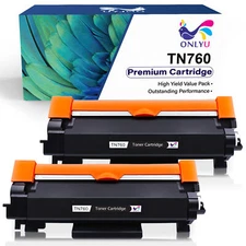 2PK High Yield TN760 Toner Cartridge For Brother MFC-L2710DW HL-L2395DW Toner