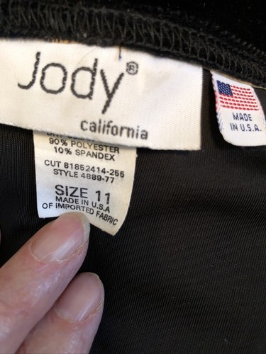 Jody California Long Black Velvet Dress 3/4 Length Sleeves USA MADE. SZ 11 - Picture 7 of 9