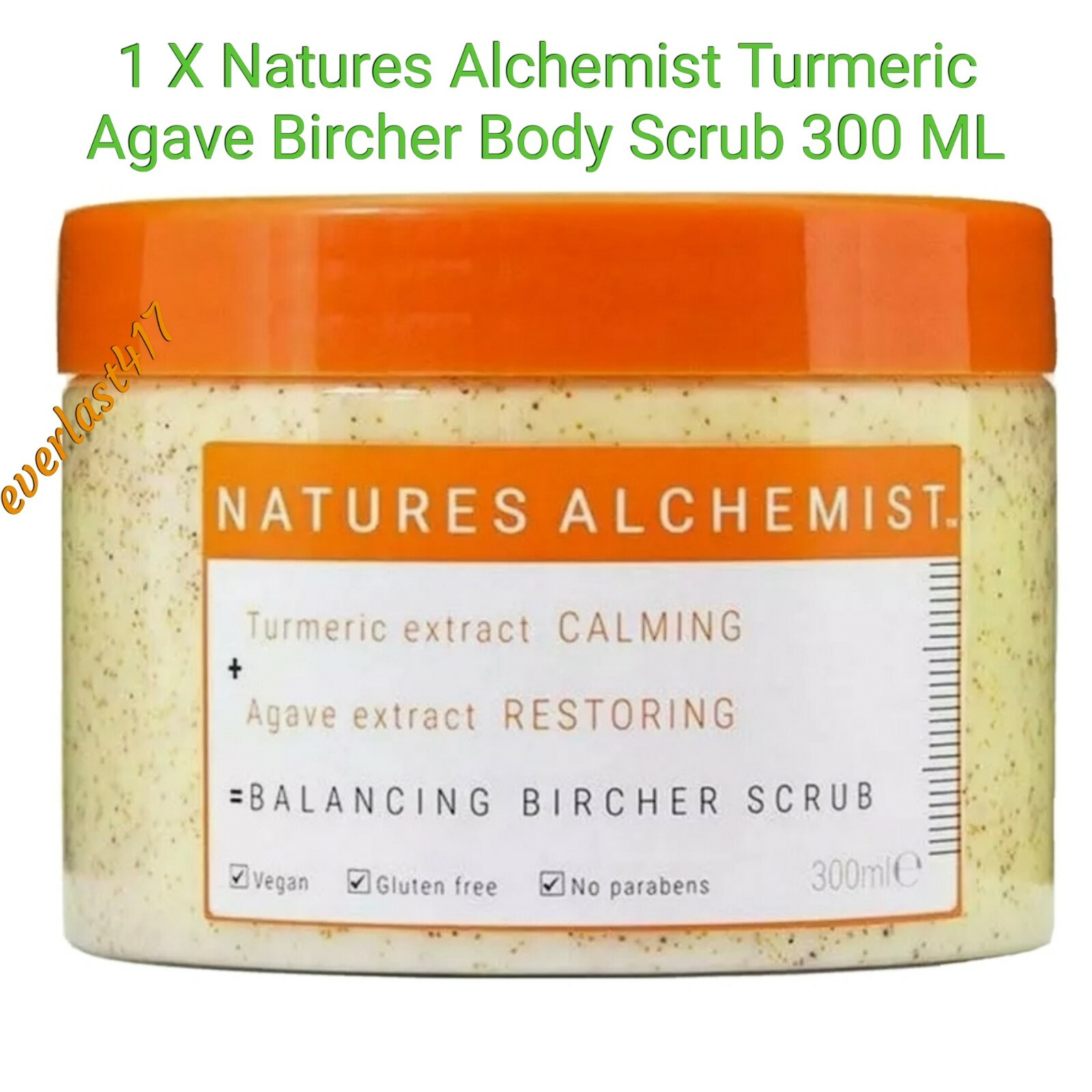 Natures Alchemist Turmeric Agave Bircher Body Scrub Citrus Vegan 300ml Jar