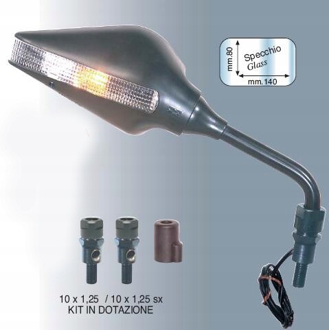 Miroir droit universel avec direction M10x1.25 pour moto et scooter