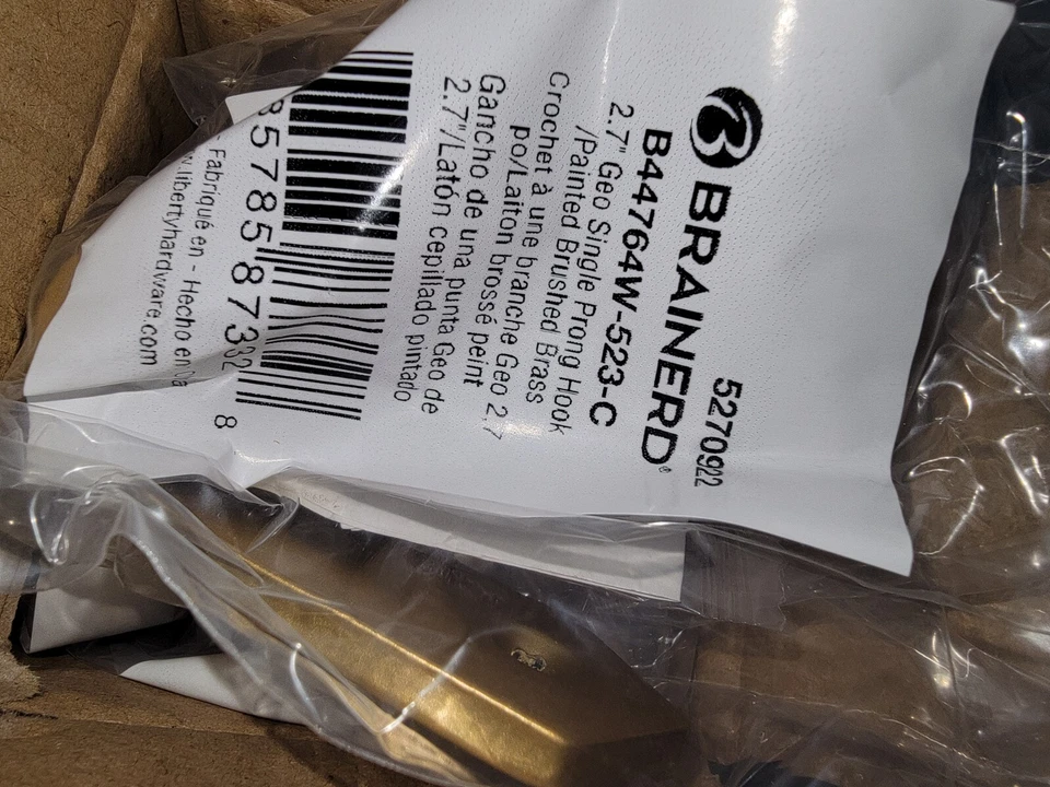 Brainerd 1 Gancho 1.17" x 2.7" Gancho de Pared Decorativo Pintado, Latón Cepillado (Lote de 5) Foto 4 de 4