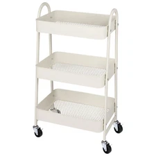 3 Tiers Rolling Metal Cart Shelf Utility Storage Organizer Kitchen Trolley Rack