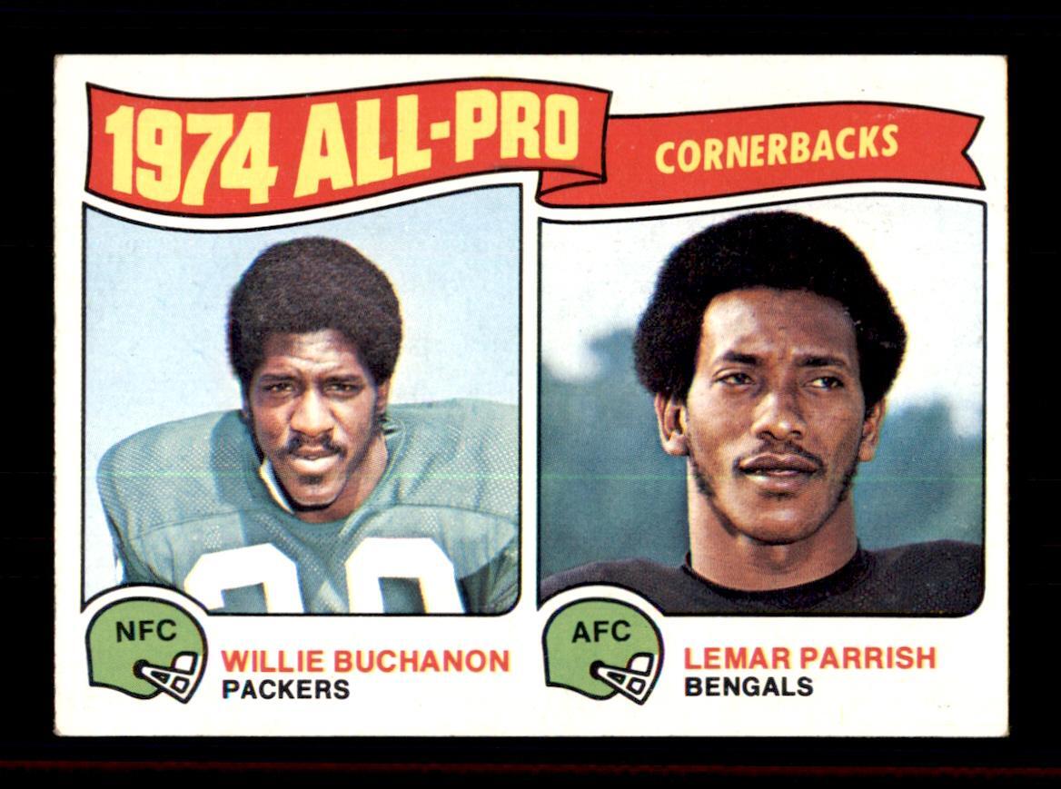1975 Topps #221 1974 All-Pro Cornerbacks (Willie Buchanon / Lemar Parrish)