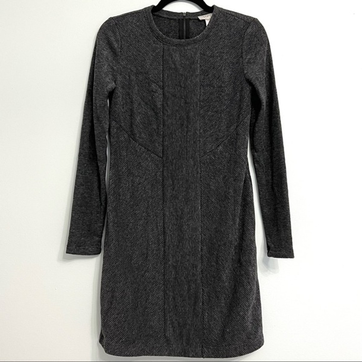 ann taylor loft grey dress Ann Taylor Loft Plus 26 Grey Scallop Faux Wrap Career Dress 1661