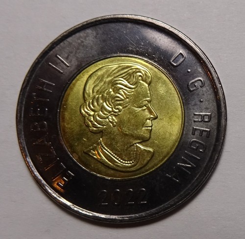 2022 Canada $2 coin, Toonie, QUEEN ELIZABETH II, Black Ring - Bild 2 von 2
