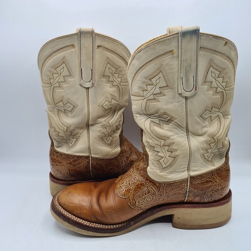 Legacy West Size 8 Ivory Tan Cowboy Boots Western Boot Tooled - Picture 9 of 14