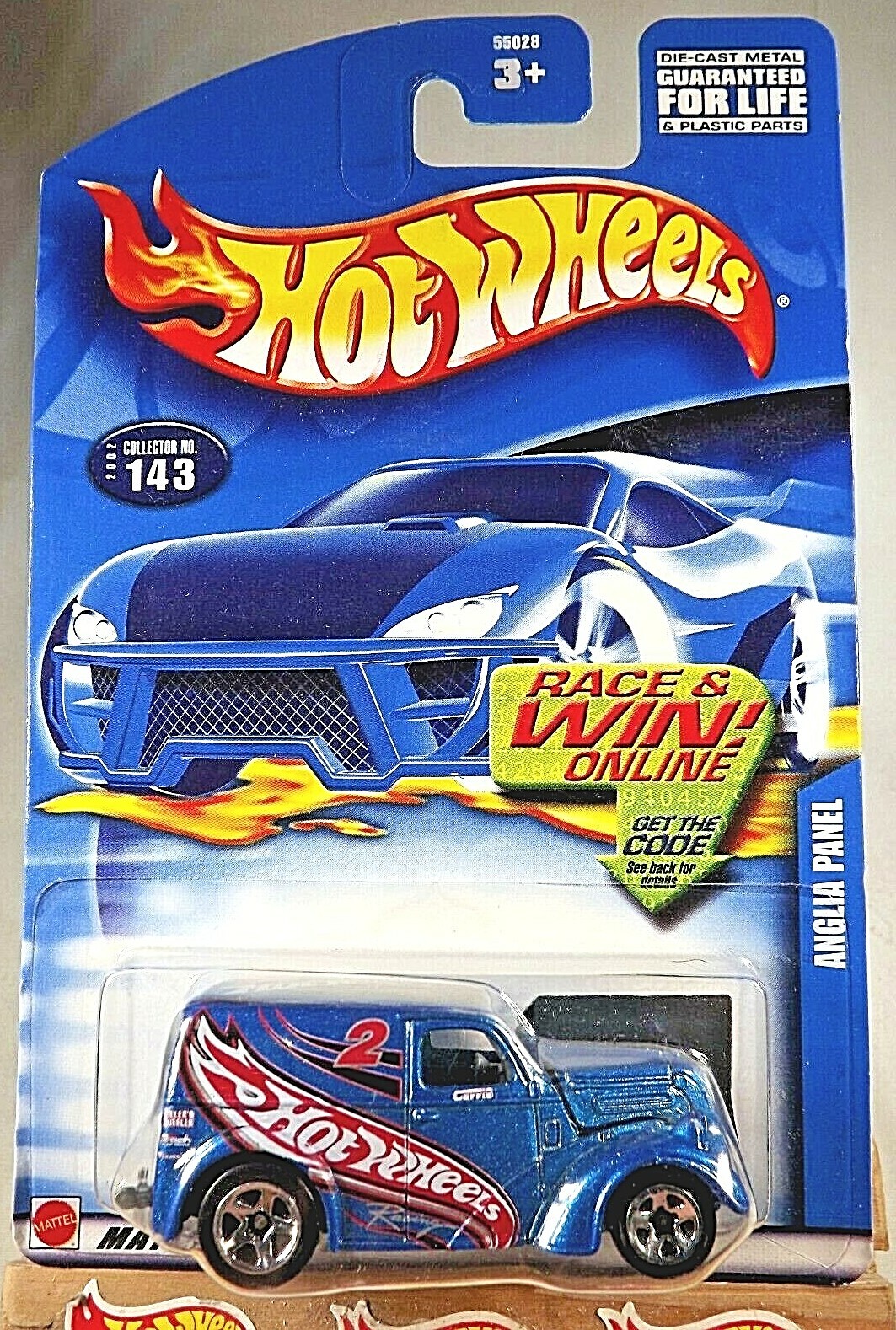 2002 Hot Wheels Mainline/Collector #143 ANGLIA PANEL Blue w/Chrome 5 Spoke China