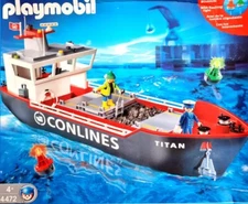 Vintage Playmobil 4472 CONLINES Titanium Container Freighter Cargo Ship Boat Set
