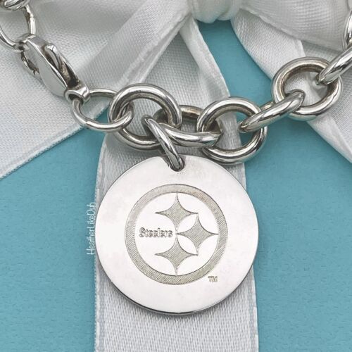 Tiffany & Co. X Pittsburgh STEELERS Custom NFL Sterling Silver Charm Bracelet 7” - Picture 2 of 12