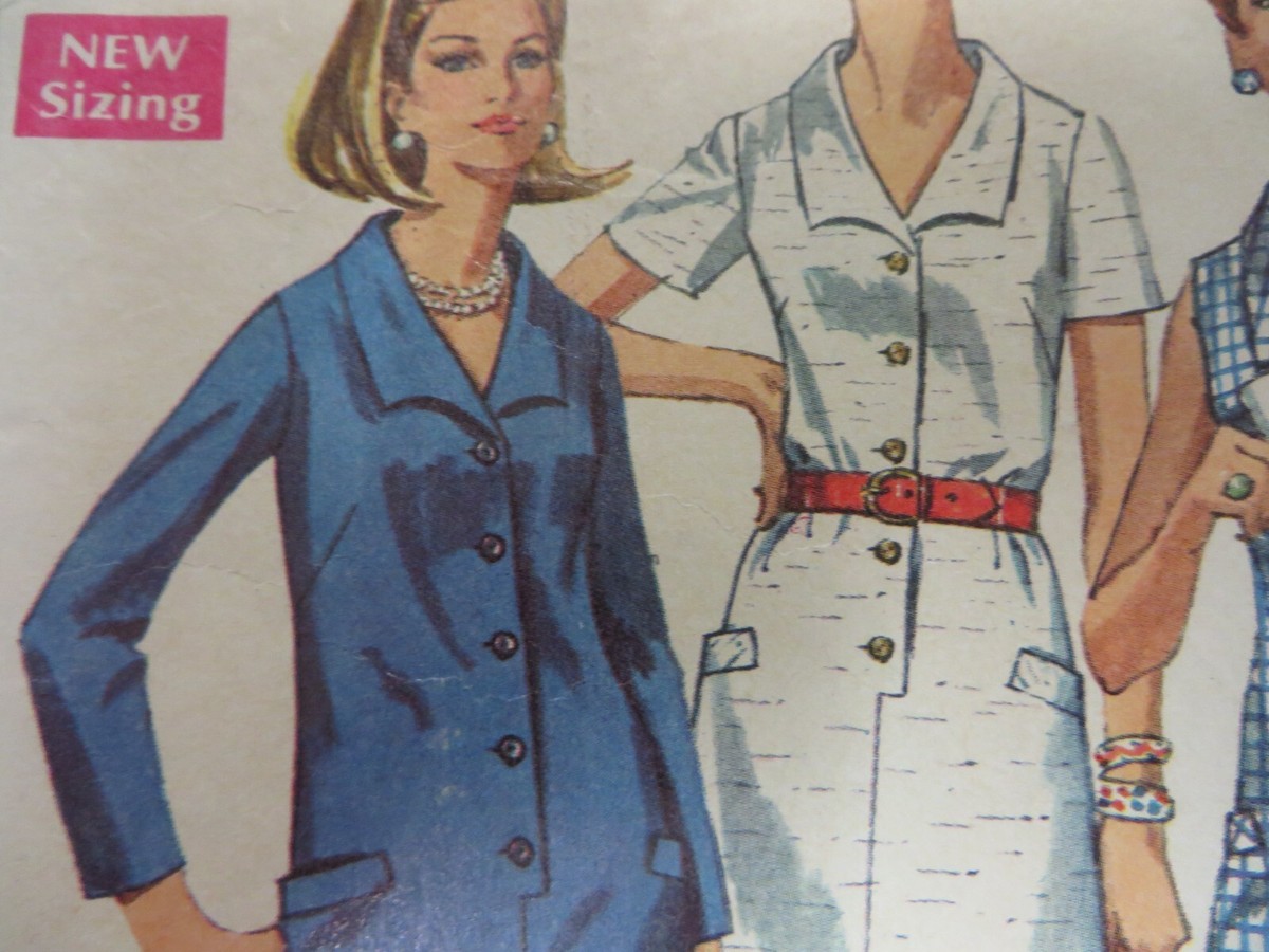 Vintage 60's Simplicity 7449 FRONT-BUTTONED DRESS Sewing Pattern