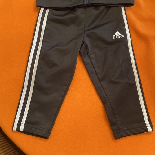 Adidas Two Tone Tracksuit Jacket And Pants Boys 2T Black & Royal Blue - Picture 3 of 9
