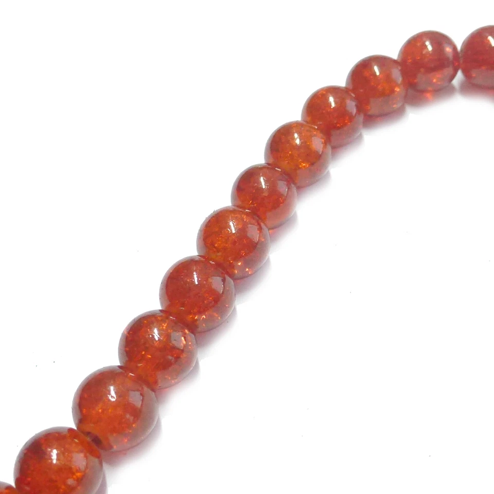 Glasperlen Crackle rund 8 mm orange rot ca. 105 Perlen Spacer nenad-design - Bild 3 von 4